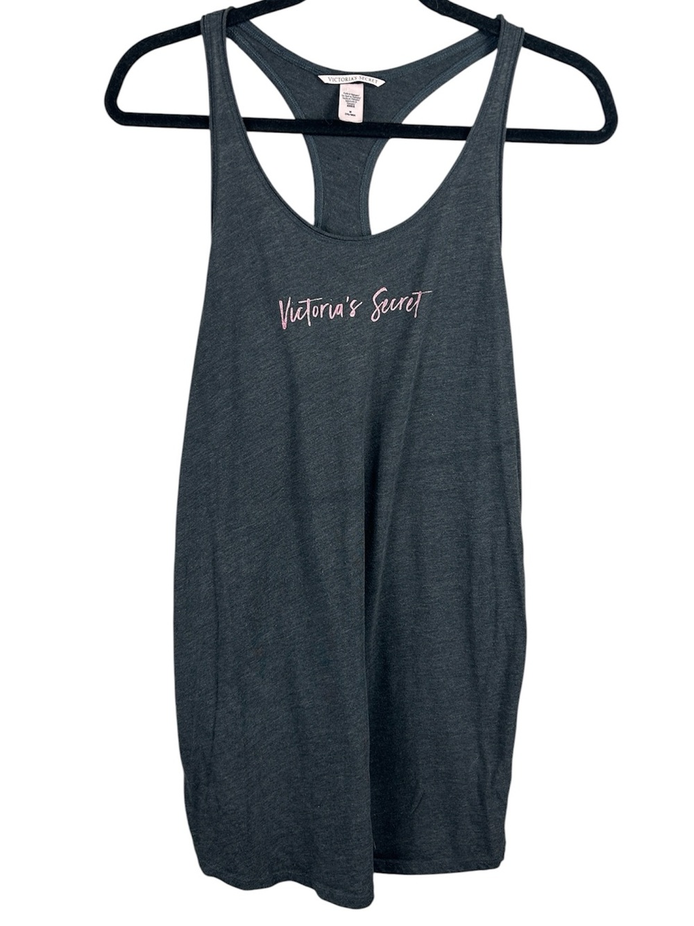 Victoria's Secret Dark Gray Racerback Chemise with Pink Logo